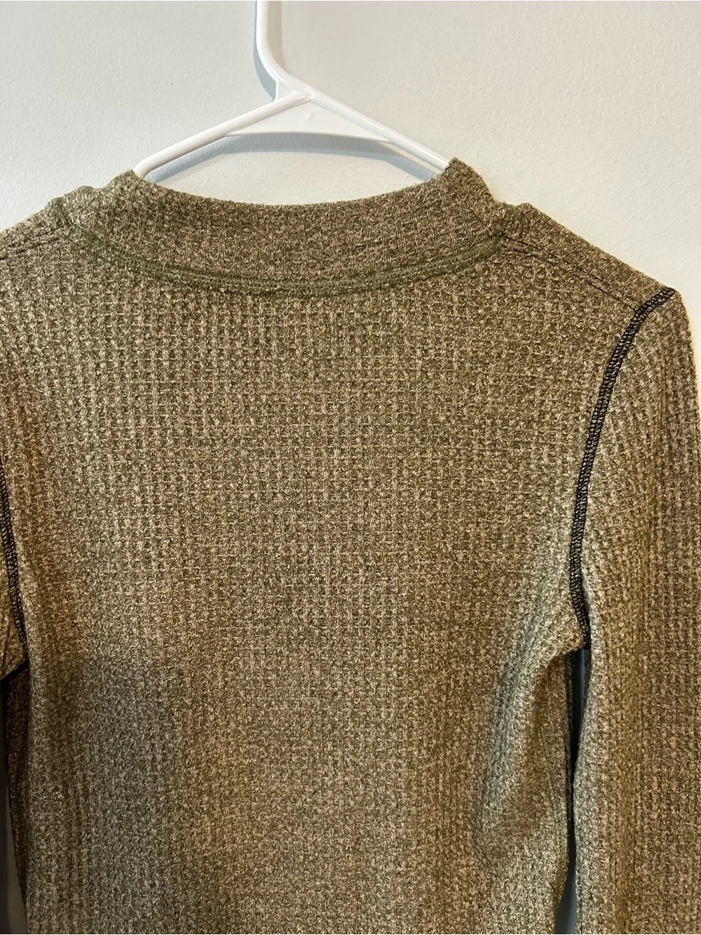 Free People Mountaineer Lace Up Cuff Thermal Waffle Top SZ Small